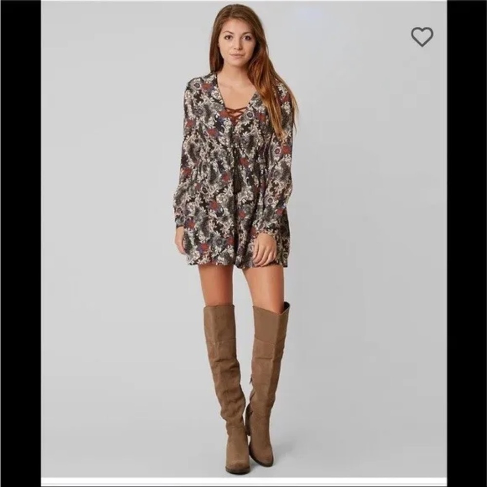 Free People Boho Floral Henley Dress Women EUC Festival size Xsmall